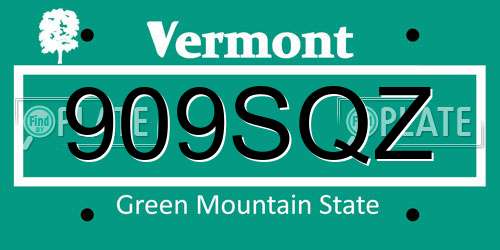 909SQZ Vermont License Plate