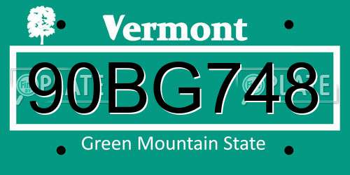 90BG748 Vermont License Plate