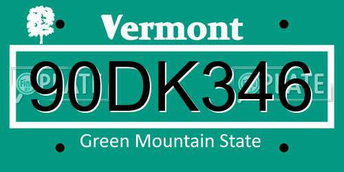 90DK346 Vermont License Plate