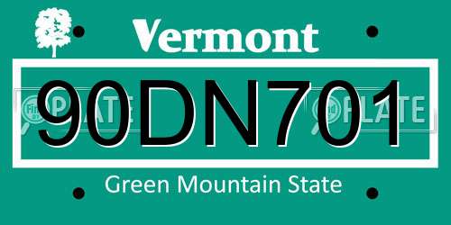 90DN701 Vermont License Plate