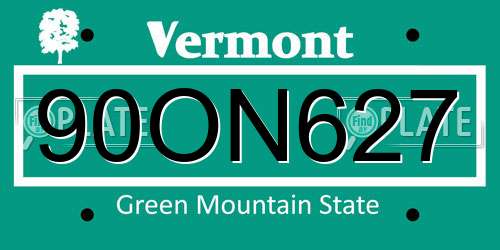 90ON627 Vermont License Plate
