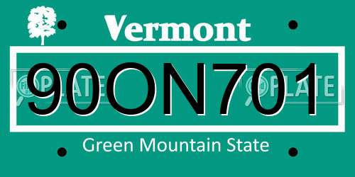 90ON701 Vermont License Plate