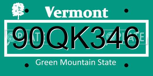 90QK346 Vermont License Plate