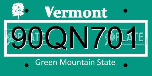 90QN701 Vermont License Plate