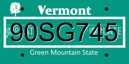 90SG745 Vermont License Plate