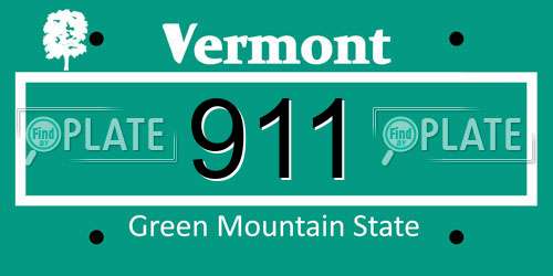 911 Vermont License Plate