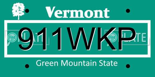 911WKP Vermont License Plate