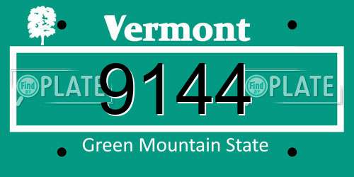 9144 Vermont License Plate