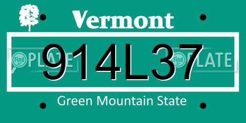 914L37 Vermont License Plate