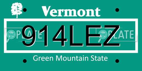 914LEZ Vermont License Plate
