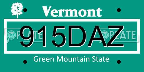 915DAZ Vermont License Plate