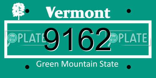 9162 Vermont License Plate