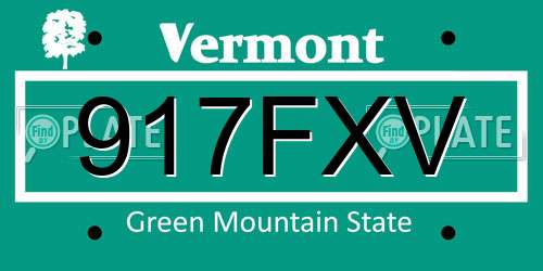 917FXV Vermont License Plate
