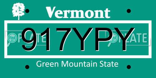 917YPY Vermont License Plate