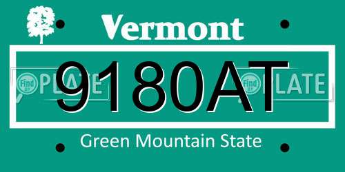 9180AT Vermont License Plate
