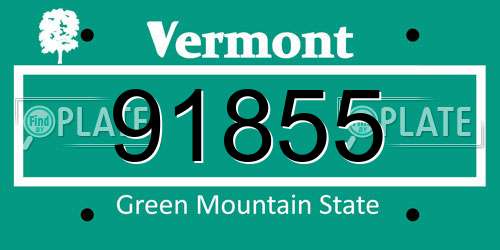 91855 Vermont License Plate