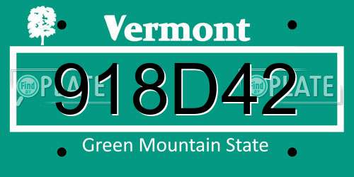 918D42 Vermont License Plate