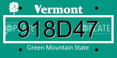 918D47 Vermont License Plate