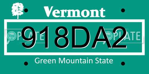 918DA2 Vermont License Plate