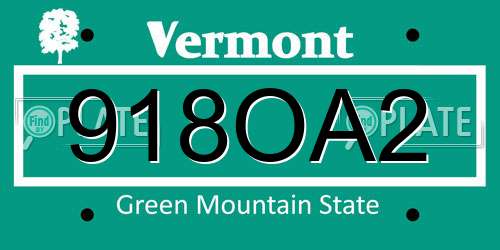 918OA2 Vermont License Plate