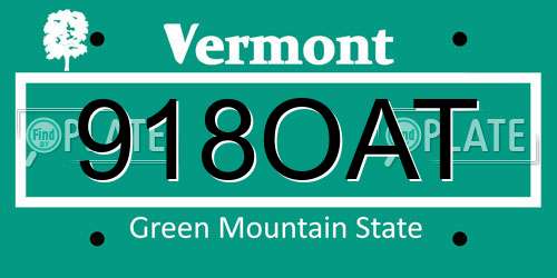 918OAT Vermont License Plate