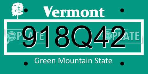 918Q42 Vermont License Plate