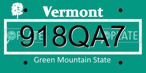 918QA7 Vermont License Plate