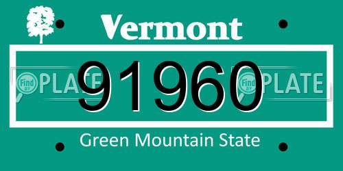 91960 Vermont License Plate