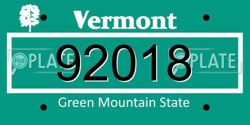 92018 Vermont License Plate