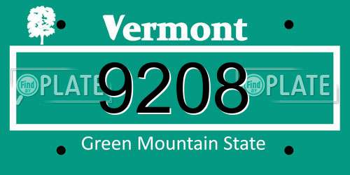 9208 Vermont License Plate