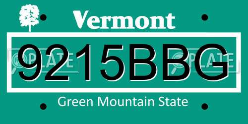9215BBG Vermont License Plate