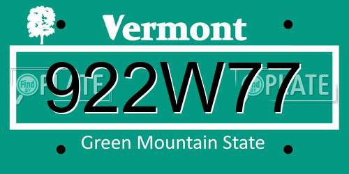 922W77 Vermont License Plate