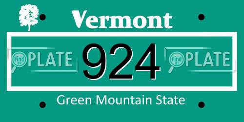 924 Vermont License Plate