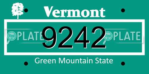 9242 Vermont License Plate