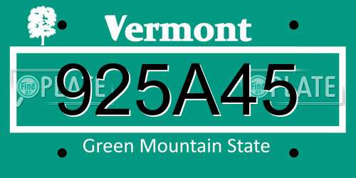 925A45 Vermont License Plate