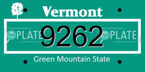 9262 Vermont License Plate