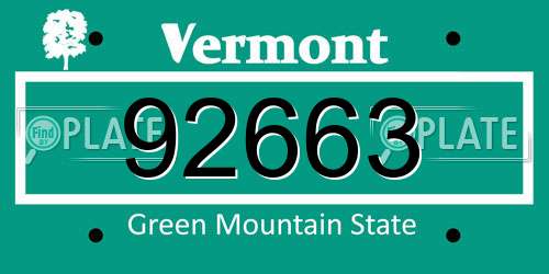 92663 Vermont License Plate