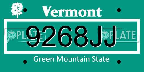 9268JJ Vermont License Plate