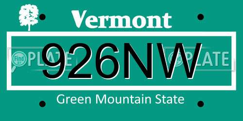 926NW Vermont License Plate