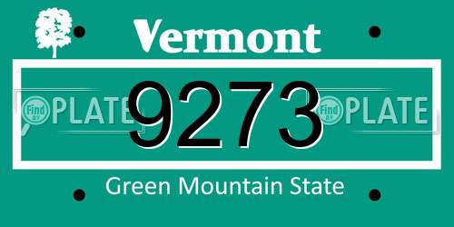 9273 Vermont License Plate