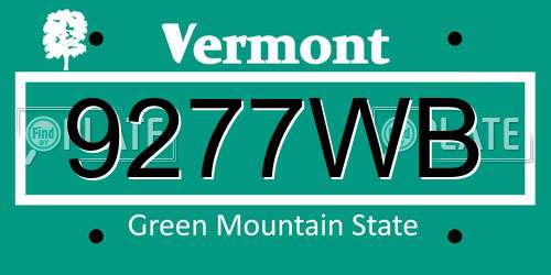 9277WB Vermont License Plate