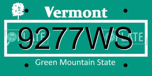 9277WS Vermont License Plate