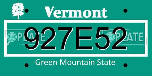 927E52 Vermont License Plate