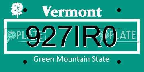 927IR0 Vermont License Plate