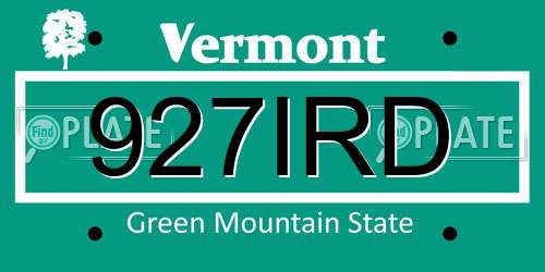 927IRD Vermont License Plate
