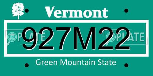 927M22 Vermont License Plate