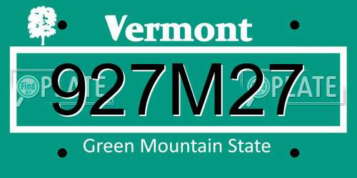 927M27 Vermont License Plate