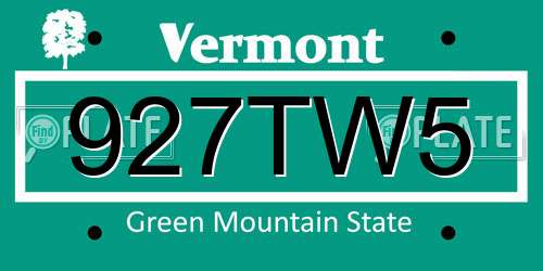 927TW5 Vermont License Plate