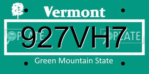 927VH7 Vermont License Plate