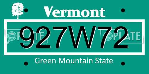 927W72 Vermont License Plate